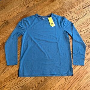 New Men’s Large All In Motion Teal Heather Polyester Long Sleeve Shirt